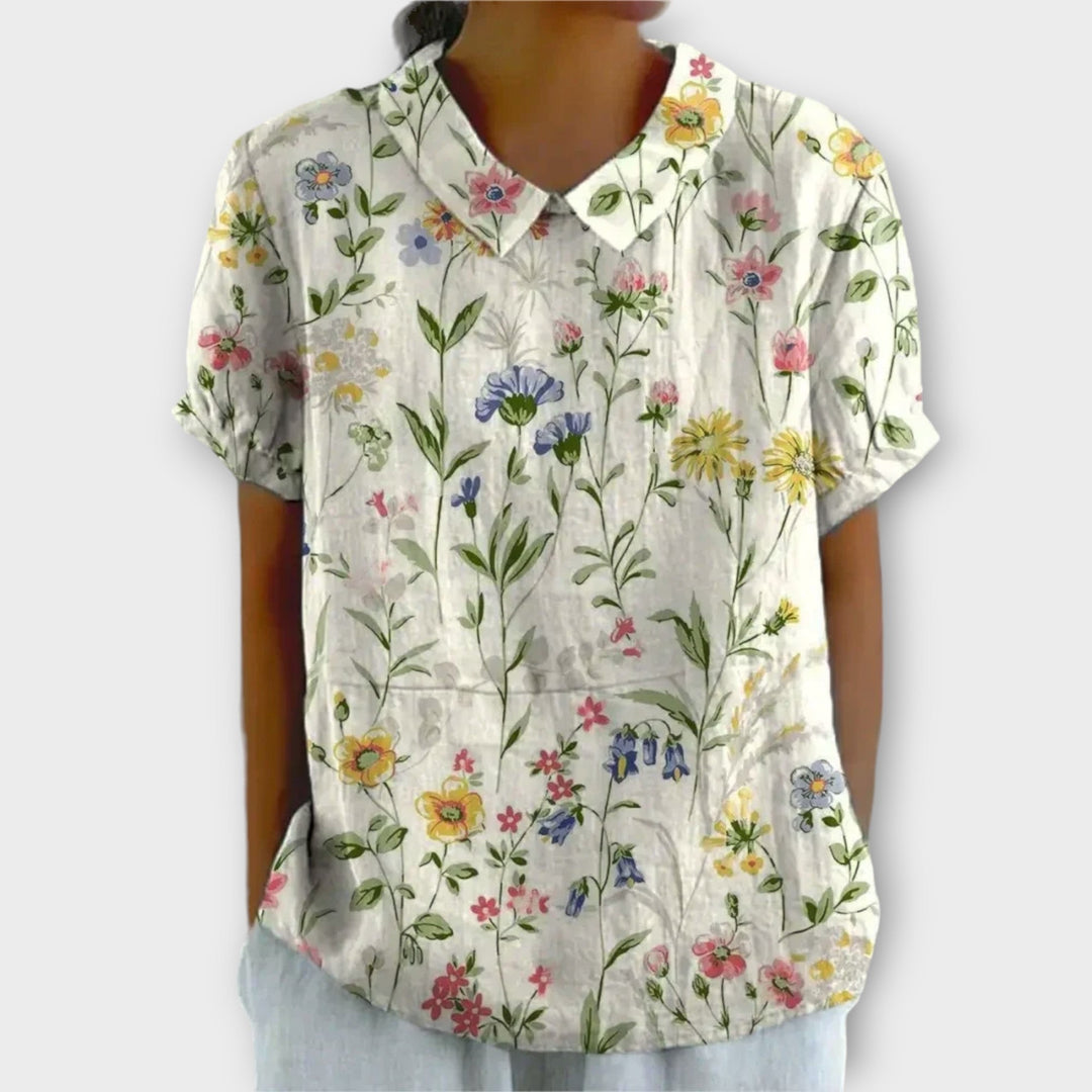 Charlotte - Cotton and linen floral blouse