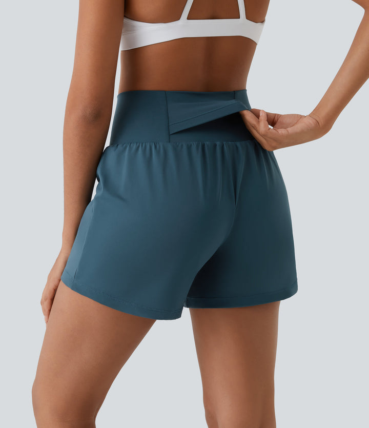 Hilara™ | 2-in-1 yoga shorts with high waist, back pocket and side pocket