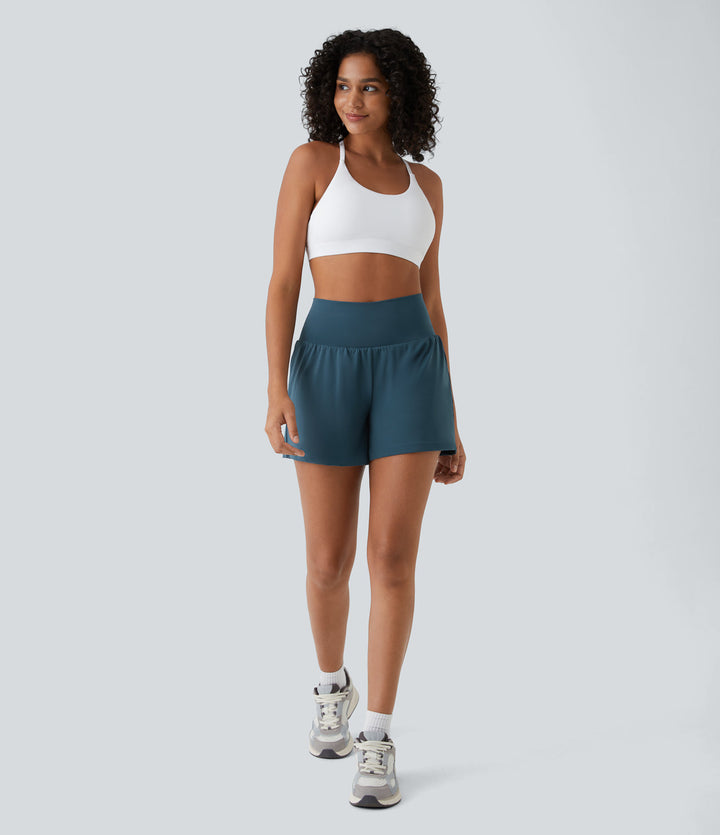 Hilara™ | 2-in-1 yoga shorts with high waist, back pocket and side pocket