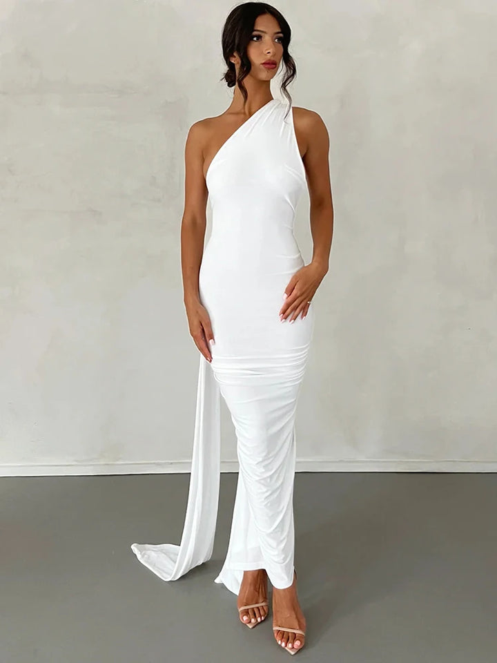 Miranda | elegant backless dress with Adjustable Scarf