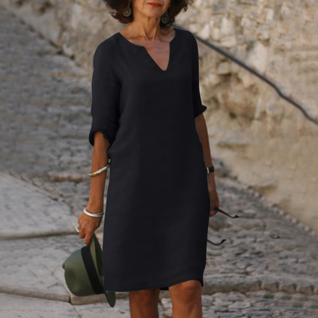 Silvia | Timeless belly-covering V-neck dress