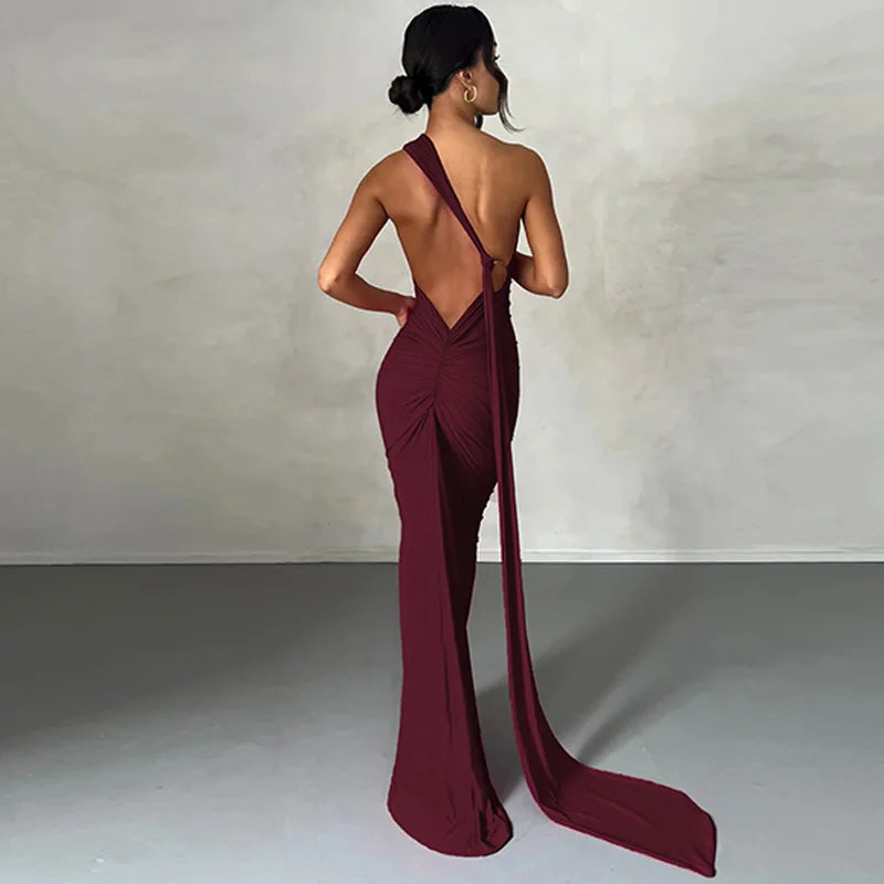 Miranda | elegant backless dress with Adjustable Scarf