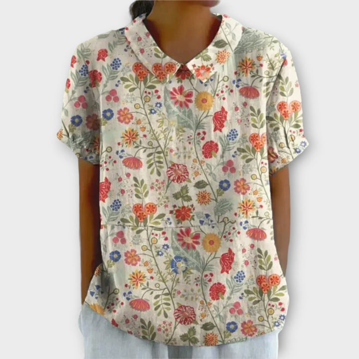 Charlotte - Cotton and linen floral blouse